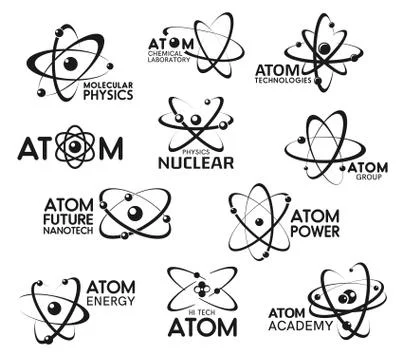 Atom, nuclear physics and molecular technology Illustrazione stock