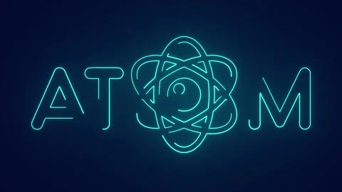 Atom nuclear science education concept neon animation Stock Footage 241836814