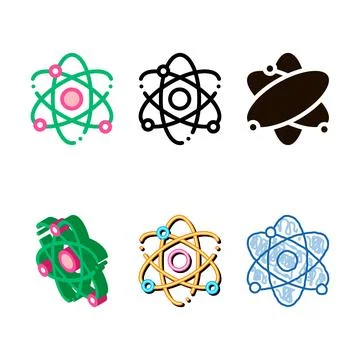 Atom nucleus and electron vector thin line icon concepts 스톡 일러스트