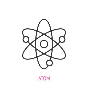 Atom with nucleus and electrons. Outline icon. Vector illustration. Stock Illustration
