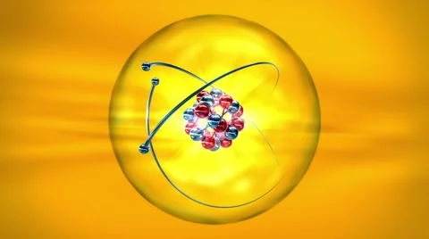 Atom with nucleus, atomic shell and orbiting electrons Stock Footage