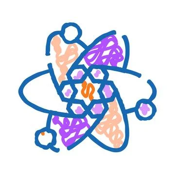 Atom nucleus electrons orbit energy molecule concept Stock Illustration