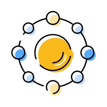Atom nucleus with orbiting electrons icon concept Stockillustratie