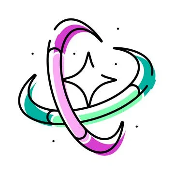 Atom nucleus orbiting electrons science physics concept Stock Illustration