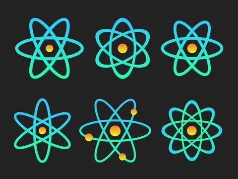 Atom or Electron Vector Set in Dark Gradient イラスト素材