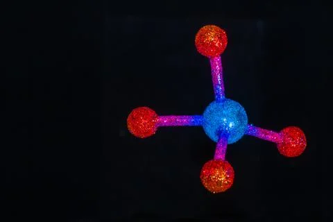 Atom or molecule structure of Methane 스톡 사진