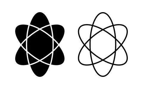 Atom or physics icon vector with line and filled Stock Illustration