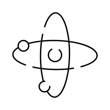 Atom with orbiting electrons representing science and physics Stock Illustration