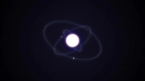 Atom Orbiting Nucleus with Light Trails in Dark Space Cosmic Science Concept Stock Footage 340906844