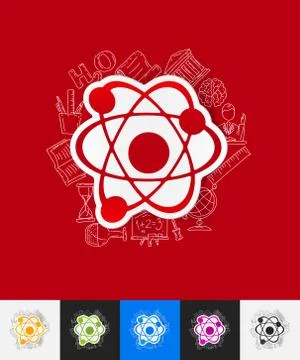 Atom paper sticker with hand drawn elements イラスト素材