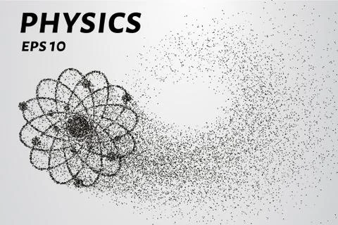 Atom of the particles. The atom and the electrons consists of circles and p.. Stock Illustration