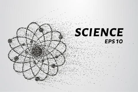 Atom of the particles. The atom and the electrons consists of circles and p.. Stock Illustration