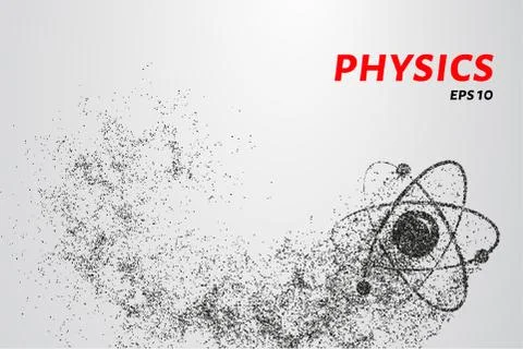 Atom of the particles. The atom and the electrons consists of circles and poi Stock Illustration