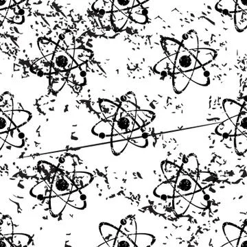 Atom pattern, grunge, monochrome Stock Illustration
