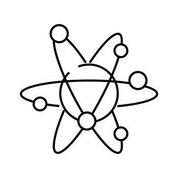 Atom physics chemistry science research technology concept Stock Illustration