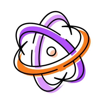 Atom physics science energy electron symbol Stock Illustration