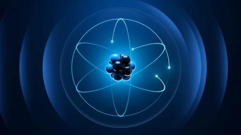 Atom radiating energy waves Stock Illustration