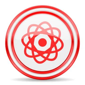 Atom red white glossy web icon Stock Illustration