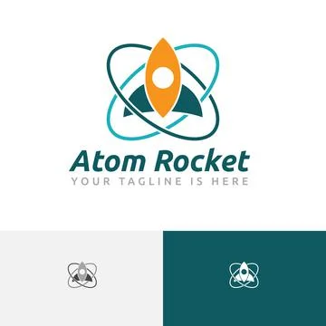Atom Rocket Space Ship Modern Science Technology Logo Stock Illustration
