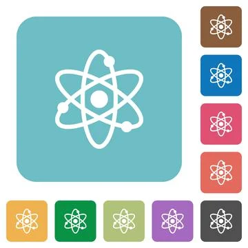 Atom rounded square flat icons Stock Illustration