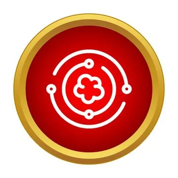 Atom science chemistry molecular icon in red circle Иллюстрация