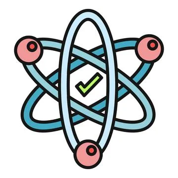 Atom science concept with checkmark icon Stock Illustration