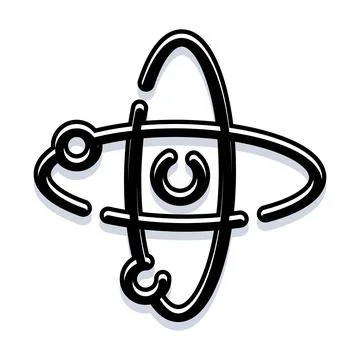 Atom science concept with electron orbits and nucleus Stock Illustration