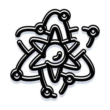 Atom science concept with orbiting electrons Stock Illustration