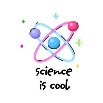 Atom Science Is Cool Illustration, Cute Physics Chemistry Clipart, STEM Stu.. Ilustração Stock
