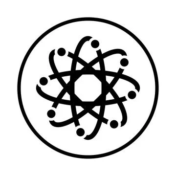 Atom, science, experiment icon. Black vector illustration. Stock Illustration