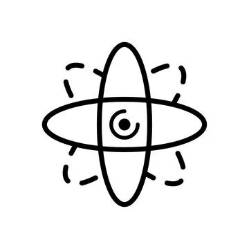 Atom science icon line design template isolated illustration Stock Photos