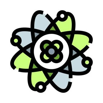Atom science physics icon representing molecular structure Stock Illustration