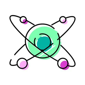 Atom science physics molecular structure icon illustration Stock Illustration