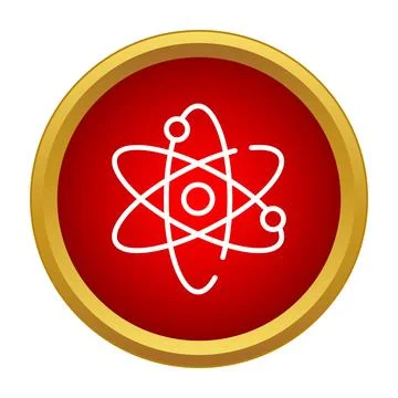 Atom science symbol on red circular button Stock Illustration