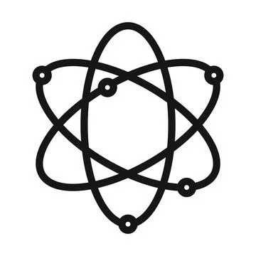 Atom scientific icon Black line art vector logo Illustrazione stock