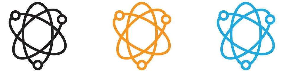 Atom scientific icon vector logo set collection for web app ui Stock Illustration