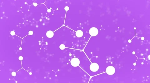 Atom scientific motion background spinning particles lilac Stock Footage 63844276