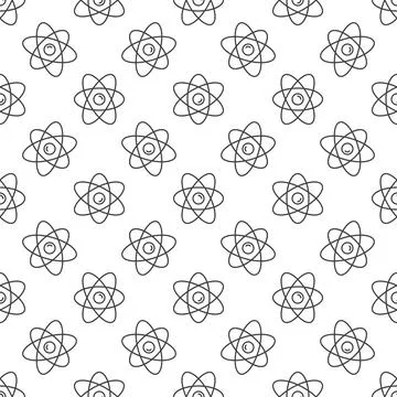 Atom Seamless Pattern vector physics and Chemistry concept line background Stock Illustration