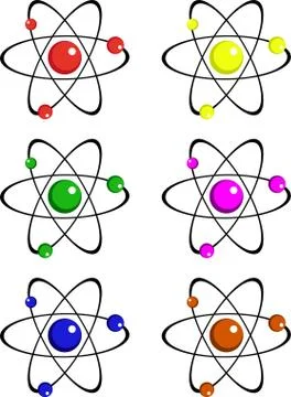 Atom Set Six Color Stock Illustration