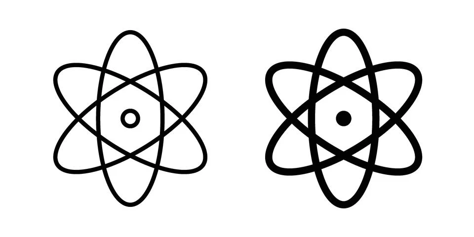 Atom sign graphic element. web icon set Ilustración de archivo