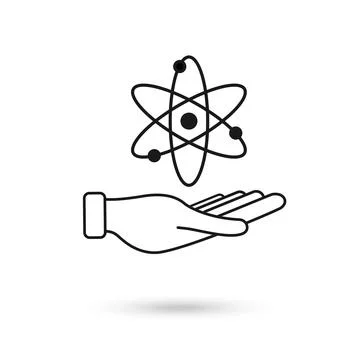 Atom sign on human hand. Vector Illustration Stock Illustration