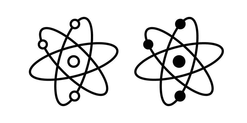 Atom sign or illustration vector symbols Ilustración de archivo