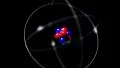 Atom single high energy shake vibrate nucleus proton neutron electron loop HD Footage