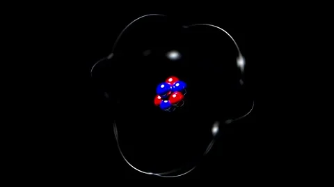 Atom single high energy shake vibrate nucleus proton neutron electron loop 4K 動画素材 53835181