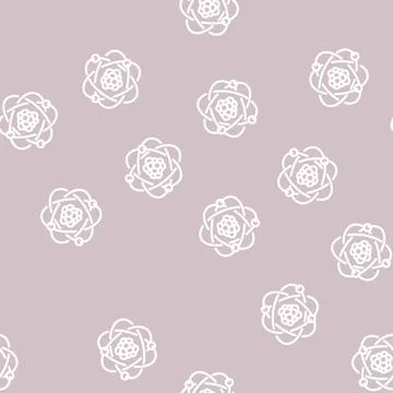 Atom stem line vector seamless pattern Stock Illustration