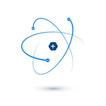 Atom structure. Blue atom icon. vector illustration isolated on white backgro Stock Illustration