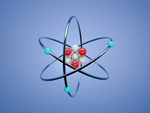 Atom structure on a blue background. Stock Illustration
