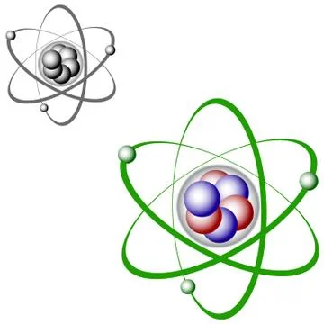 Atom structure - color and bw Stock Illustration