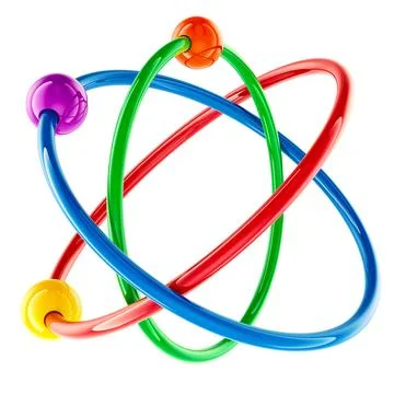 Atom Structure, colored. 3D rendering Stock Illustration