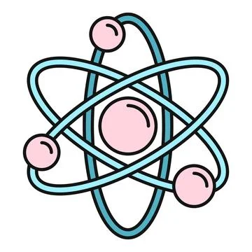Atom structure concept with electrons orbiting nucleus Stock-Illustration